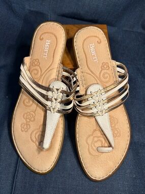 Born almost NEW woven leather thong flip flops